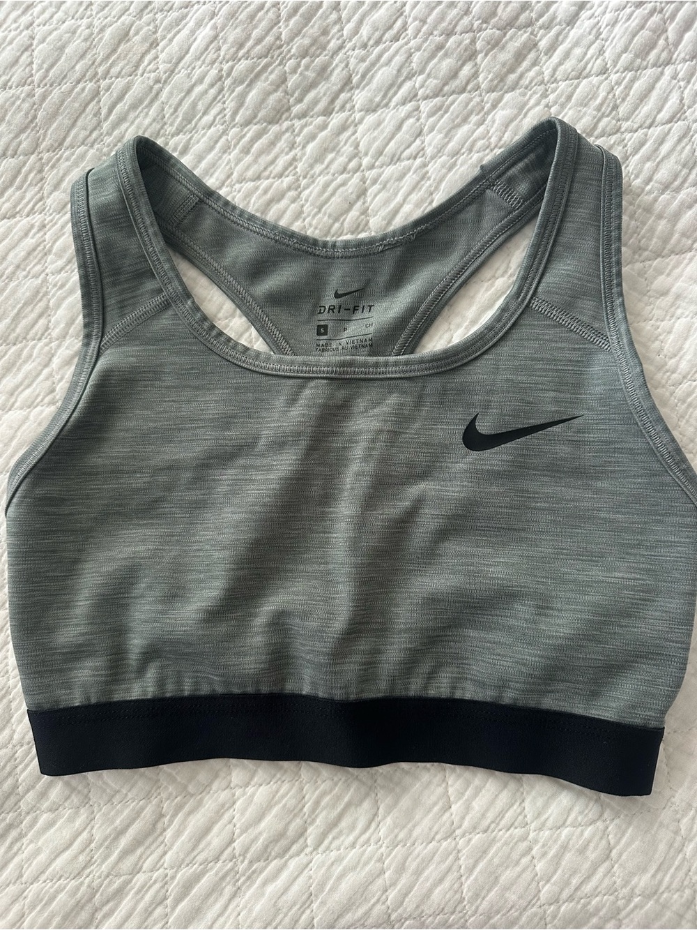 Nike Grey Heather Racerback Sports Bra with Black Band